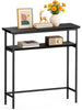 Console table 2 niveaux style industriel en metal et MDF 80x24x80 cm Noir - VOUNOT FR