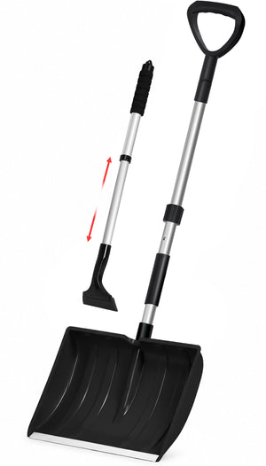 Pelle à Neige Démontable avec Manche en Aluminium avec Grattoir Télescopique Noir - VOUNOT FR