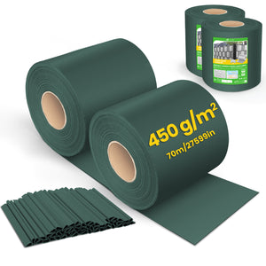 Brise vue occultant PVC 450g/m2 19cm x 140m Vert - VOUNOT FR