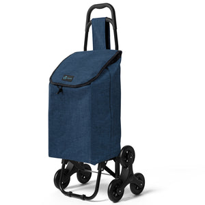 Chariot de courses pliable monte escalier bleu marine - VOUNOT FR