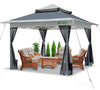 Tonnelle de jardin exterieure pliable avec moustiquaire Pop up 3.6x3.6m gris - VOUNOT FR