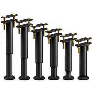Lot de 6 Pieds de meubles lits Hauteur reglables 18-32 cm en metal noir - VOUNOT FR