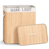 Panier a linge en bambou rectangulaire double compartiments avec couvercle 100L - VOUNOT FR