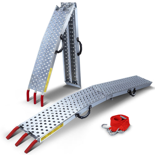 Rampe de chargement pliable Charge lourde antiderapant en acier galvanise 196cm - VOUNOT FR