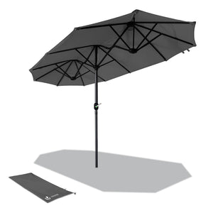 Parasol Jardin Double Aluminium 150 x 300 cm gris - VOUNOT FR