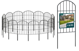 Lot de 10 Clotures de Jardin Decorative en Metal 33x61 cm Noir
