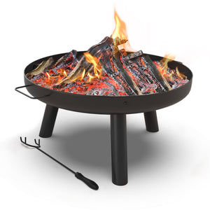 Brasero Exterieur en Metal avec Grille Tisonnier diametre 60cm noir - VOUNOT FR