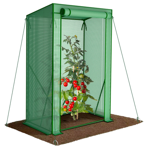 Serre de jardin Serre tomates avec grande porte enroulable bache PE renforcee 135g/m2 100x50x150cm Vert - VOUNOT FR