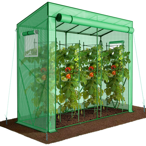Serre de jardin Serre tomates avec porte et fenetres moustiquaire bache PE renforcee 135g/m2 200x77x170cm Vert - VOUNOT FR