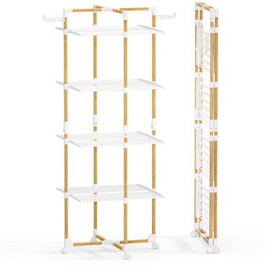 Sechoir a linge vertical tour etendoir pliable 4 niveaux 99x69x175.5 cm style bois blanc - VOUNOT FR