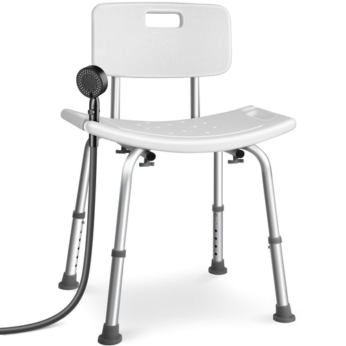 Chaise de douche avec dossier ergonomique a hauteur reglable en aluminum HDPE blanc - VOUNOT FR