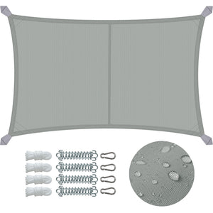 Voile d'ombrage Rectangulaire en Polyester Imperméable avec Kit de Montage 3x5m Gris - VOUNOT FR