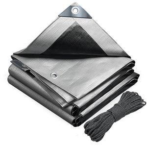 Bâche de Protection en Polyéthylène resistant et impermeable 180g/m² gris et noir 3x4m - VOUNOT FR