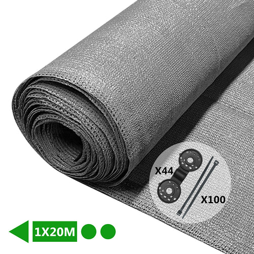 Brise vue occultant en HDPE 90g/m² 1x20m avec attaches de fixation gris - VOUNOT FR