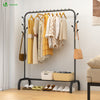 Portant a Vetements avec etagere Chaussures 8 Crochets Lateraux 110x41x150cm metal Noir - VOUNOT FR
