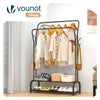 Portant a vetement double avec 2 niveaux etageres chaussures 4 Crochets Lateraux 108x35x145cm metal Noir - VOUNOT FR