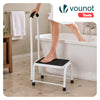 Marche pied en acier avec barre d’appui plateforme antiderapante 38x26cm blanc - VOUNOT FR