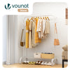Portant a Vetements avec etagere Chaussures 8 Crochets Lateraux 110x41x147cm metal Blanc - VOUNOT FR