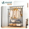 Portant a Vetements double avec roulettes et 2 etageres de rangement 121x40x147cm metal Noir - VOUNOT FR