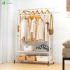 Portant a Vetements double avec roulettes et 2 etageres de rangement 120x40x146cm metal Blanc - VOUNOT FR