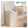Panier a linge 2 compartiments et sacs amovibles auto ajustant avec couvercle 150L Beige - VOUNOT FR