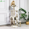 Arbre à Chat 138cm avec Griffoir Plateforme Niche et Capsule Spatiale beige - VOUNOT FR