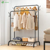 Portant a Vetements Double avec etagere Chaussures 4 Crochets Lateraux 110x58x150cm metal Noir - VOUNOT FR