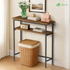 Console table 2 niveaux style industriel en metal et MDF 80x24x80 cm Marron - VOUNOT FR