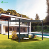 Pergola retractable 3x3m en metal et toile Polyester haute densite 180g/m2 gris - VOUNOT FR
