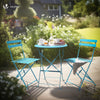 Ensemble bistro extérieur 1 table 2 chaises acier bleu - VOUNOT FR