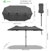 Parasol Jardin Double Aluminium 150 x 300 cm gris - VOUNOT FR