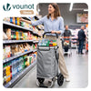 Chariot de course pliable aluminium 2 roues avec sac isotherme gris - VOUNOT FR