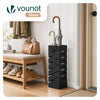 Porte-parapluies Metal avec bac de recuperation eau et 4 Crochets Motif Diagonal 15.5 x 15.5 x 43.5 cm noir - VOUNOT FR