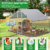 Enclos poulailler en metal galvanise et grillage avec bache PE 300x200x200cm - VOUNOT FR