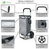 Chariot de course pliable aluminium 2 roues avec sac isotherme gris - VOUNOT FR