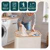 Panier a linge pliable 145L avec sac intérieur cadre bambou et couvercle beige - VOUNOT FR