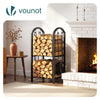 Porte buches cheminee avec 4 outils en metal noir - VOUNOT FR