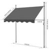 Auvent retractable manuel sans percage 250cm Gris - VOUNOT FR