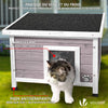 Maison pour Chat en bois avec toit bitumé autoportant et porte à lamelles PVC Gris - VOUNOT FR