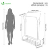 Portant a vetement double avec 2 niveaux etageres chaussures 4 Crochets Lateraux 110x35x146cm metal Blanc - VOUNOT FR
