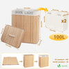 Panier a linge en bambou rectangulaire double compartiments avec couvercle 100L - VOUNOT FR