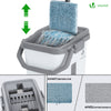 Balai microfibre et Seau Essoreur avec 6 serpillères Réutilisables Balai Plat Double compartiment blanc