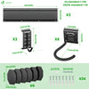 Support mural rangement pour 6 velos et 3 casques rails et crochets metal noir - VOUNOT FR