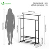 Portant a Vetements double avec roulettes et 2 etageres de rangement 120x40x146cm metal Noir - VOUNOT FR