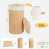 Panier a linge en bambou rond avec couvercle 58L - VOUNOT FR