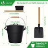 Seau à Cendres en Métal avec Couvercle Pelle et Balai à Main 5L Noir - VOUNOT FR