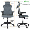 Fauteuil de Bureau Ergonomique pivotant avec appui tête et dossier toile respirant Gris - VOUNOT FR