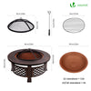 Brasero exterieur en metal avec grille, pare-etincelles tisonnier diametre 81cm noir - VOUNOT FR