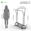 Portant a vetement double avec 2 niveaux etageres chaussures 4 Crochets Lateraux 110x35x146cm metal Noir - VOUNOT FR
