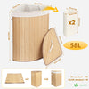 Panier a linge en bambou d’angle avec couvercle 58L - VOUNOT FR